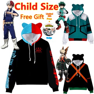 [Tamaño infantil] My Hero Academia sudadera con capucha Anime Top Kid chaqueta niños ropa Casual ropa Cosplay disfraz Unisex