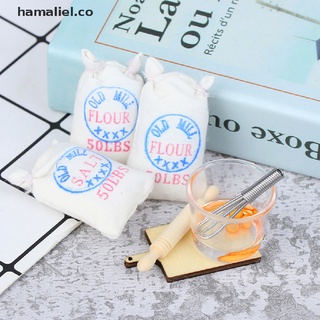 [hamaliel] 1:12 casa de muñecas miniatura harina bolsas de sal batidor de huevos modelo de rodillo accesorios [co]
