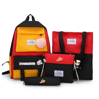 4 en 1 Kpop BTS mochila conjunto -incluye bolsa de mensajero bolsa de embrague estuche Unisex Casual Daypack, portátil bolsa de la escuela de la universidad (4)