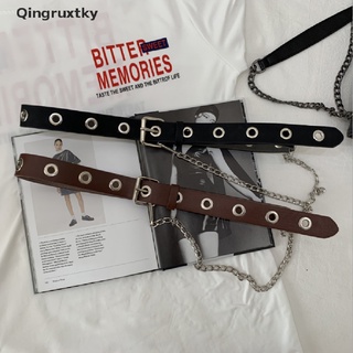 [qingruxtky] mujer punk cadena moda cinturón ajustable cintura con ojales cadena cinturón simple [caliente] (2)