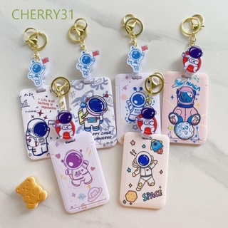 CHERRY31 Student Bank Card Card Sleeve Cute Card Protect Case ID Card Holder Portable Astronaut With Keychain Ins style Korean Small Bear Pass Badge Holder