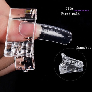 SF 5Pcs Fix Clips Transparent Eco-friendly Acrylic Faux Fingernail Extension Nail Clippers for Women