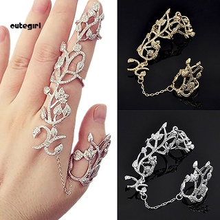 anillo de cadena de flores patrón de dedo joyería ajustable mujeres cadena eslabón dedo anillo para boda