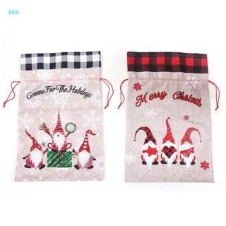 Bolsa De tres bolsas De caramelos De navidad lindo regalo Grande bolsa De cordón De lino Xmas Bolso Lateral