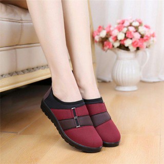 Nuevo tamaño 34~40 mujeres confort tela deslizamiento en mocasines de trabajo zapatos de caminar Kasut (5)