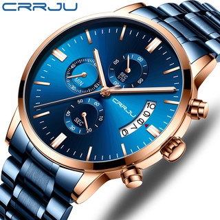 CRRJU reloj de pulsera de lujo/reloj de cuarzo deportivo de acero inoxidable Marca para hombre 2273S