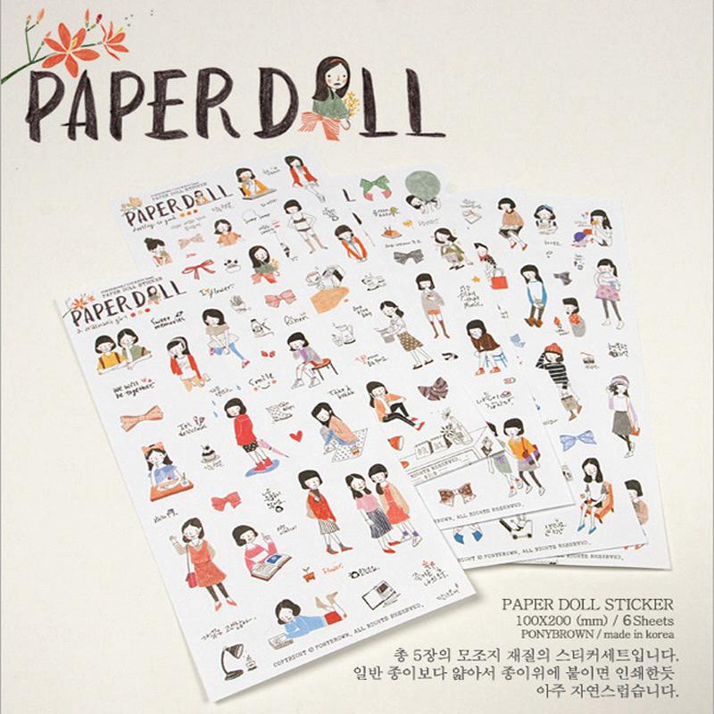 6 hojas/Lote Coreano despegable para niña Mini stickers Transparentes (3)