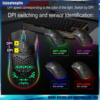 (Enjoyfenglin) J900 RGB iluminación 6400 DPI ergonómico 6 botones USB programable ratón para juegos
