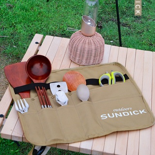 hermoso reloj de tela oxford portátil al aire libre camping picnic vajilla bolsa de almacenamiento