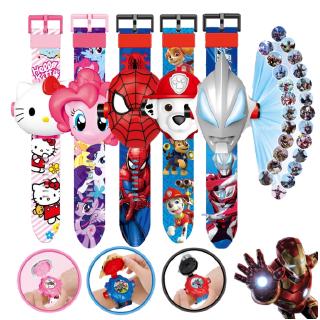 LOL SURPRISE 24 imágenes proyector reloj niños de dibujos animados reloj LOL sorpresa Hello Kitty Spiderman Jam Tangan relojes