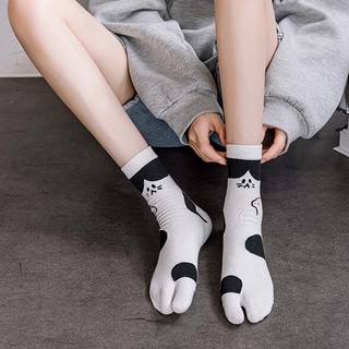 winebarger cómodo de dos dedos calcetines harajuku hosiery tabi calcetín hombres divertidos de algodón niñas transpirable de dibujos animados gato dividido calcetines (8)