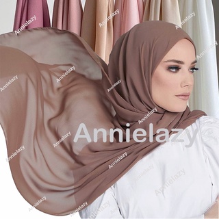 Muslim Chiffon Hijab Scarf Women Solid Bubble Chiffon Headscarf Soft Long Shawls Wraps Headband Femme Bandana Scarves