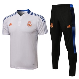 2122 Polo de alta calidad Real Madrid blanco fútbol manga corta ropa de entrenamiento, ropa deportiva, ropa casual