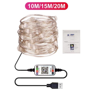 Cadena de luz de hadas de luz Bluetooth cadena de luz IPX4 impermeable luz de hadas alimentado por USB de la lámpara de la cadena de luces de hadas para navidad
