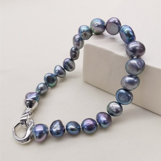 dmbfp155 natural perlas de agua dulce pulsera negro/blanco/rosa/púrpura perla pulsera de perlas finas joyería para las mujeres