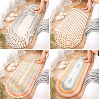 Lindo~ alfombra De cama ovalada peluda Para dormitorio 100% marca nueva y De Alta calidad