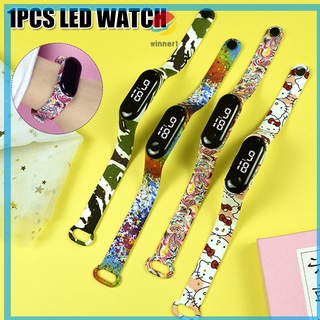 LED impermeable reloj electrónico con correa de impresión y pantalla táctil niños de dibujos animados reloj de pulsera regalo de navidad