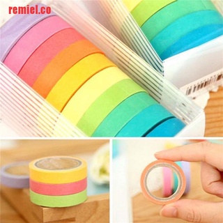 【remiel】10x Rainbow Washi Sticky Paper Masking Adhesive Decorative Tap