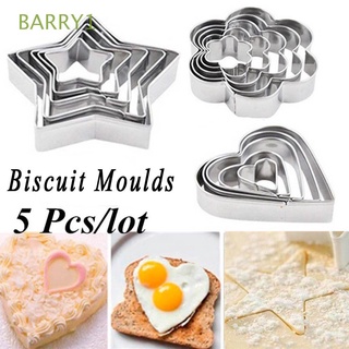 Barry1 molde de acero inoxidable para hornear galletas cortador de galletas moldes de corazón y estrella en forma de cortador de decoración de 5 unids/set de herramientas de cocina de pastelería
