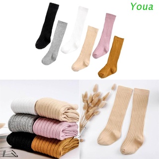 Youa 6 Pares calcetines largos hasta la rodilla color sólido Para bebés/niñas/invierno/calcetines hasta la rodilla/cálido/De Moda