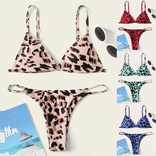 Bikini De playa De moda dos piezas De Cintura Alta estampada Leopardo-ropa De baño playa (1)