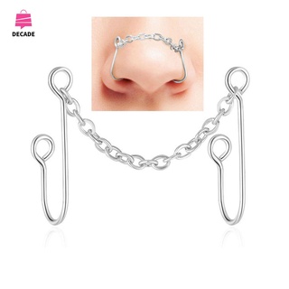 DECADE Fashion Nose Ring Gold Nose Clip Fake Nose Ring Stainless Steel None Pierced Nostril Black No Piercing Body Jewelry Nose Chain