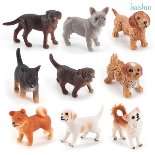 Baishu1 figura De Cachorro para cachorros Figuras Pug hadas jardín accesorios Miniatura decoración en casa estatuilla perro Modelo Animal