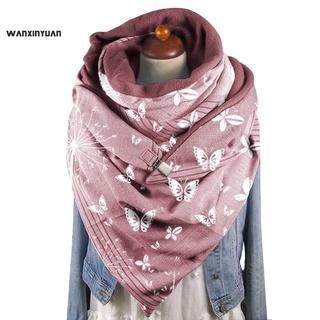 Wxy_ bufanda suave para mujer/otoño/invierno/estampado de mariposa/bufanda Casual cálida (2)