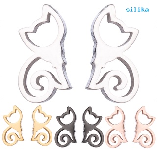 [silika] aretes minimalistas huecos de acero inoxidable para mujer