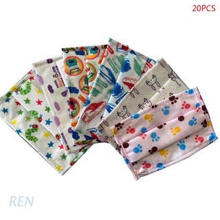 REN 20Pcs One time 3-layer protective dust mask with children's cartoon pattern