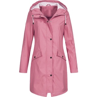 Tt2 chaqueta larga con capucha para mujer/funda De lluvia/Resistente al viento/color sólido (5)