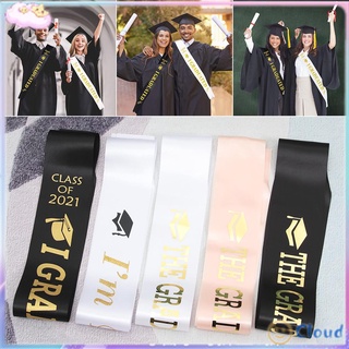 Nube regalo 2021 graduación faja etiqueta cinturón celebración foto Props graduado satén danza rendimiento oro Glitter letra nuevo Unisex fiesta suministros