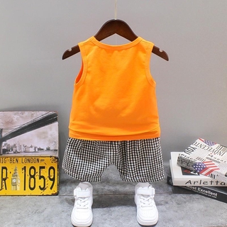 babysmile conjunto de ropa de niño verano cacual de dibujos animados sin mangas impresión tops+pantalones cortos (5)