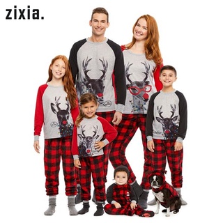 Kids Men Women Sleepwear Family Matching Christmas Elk Pajamas Sets Xmas Pajamas Set