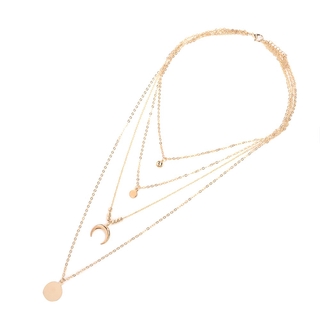 Collares colgantes de múltiples capas para mujer/joyería redonda con dije de luna dorada accesorios collar (4)