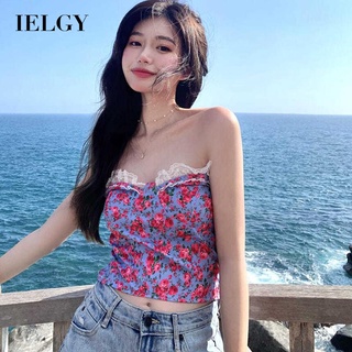 IELGY French floral lace camisole women's summer strapless tube top and chest wrap short top