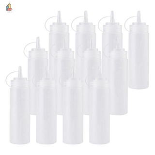 12 Pack 8 Oz Squeeze Squirt Condiment Bottles with Twist on Cap Lids for Sauce, Ketchup, BBQ, Dressing, Paint