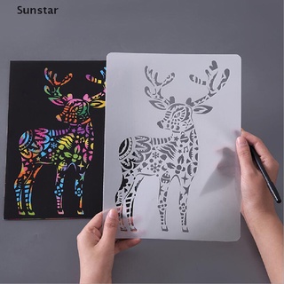 [Sunstar] 5 pzs/juego de plantillas de dibujo de animales A4 plantillas para álbumes de recortes arte en relieve