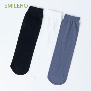 SMILEHO 10 Pairs/pack Elastic Ultra-thin Summer Socks Breathable Stripe Men's Sock Business Black Casual Male Solid Color Soft Crystal Silk/Multicolor