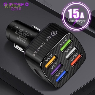 KIPKA 15A USB Charger High Quality Car Accessories Car Charger Universal USB Car Charger 6 Port Quick Charge Fast Charging QC 3.0 Interior Accessories/Multicolor