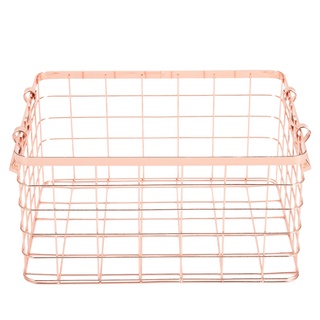 cesta de almacenamiento de metal elegante nórdica hecha a mano de hierro red de mesa shees cesta de ropa de baño cosméticos cesta de almacenamiento de oro rosa