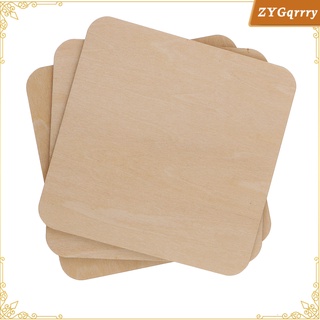 10Pcs 6060mm Unfinished Rectangle-Shaped Wood Pieces, Easy to Paint, Stain,