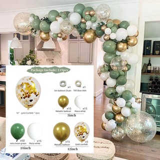 119pcs retro color puf verde globo arco guirnalda kit de boda hawaiana fiesta cumpleaños ballons globos decoración (3)