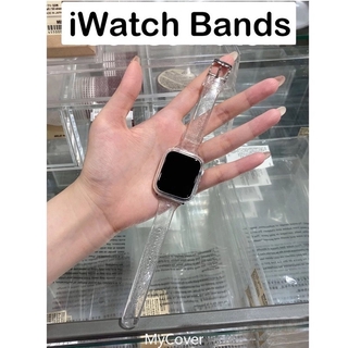 Correa de gelatina transparente para iwatch Series 7 6 SE 5 4 3 2 1 para apple watch Band 40mm 44mm 38mm 42mm Bling silicona correa transparente (3)