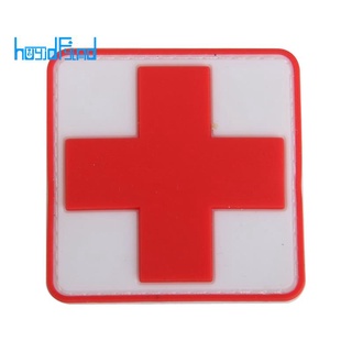 parche de insignia de gancho de cruz roja de pvc para primeros auxilios al aire libre
