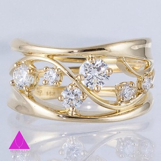 redqueen anillo de dedo para mujer anti tarnish hueco ondulado línea geométrica circonita cúbica anillo para compromiso