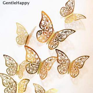 Gentlehappy - juego de 12 pegatinas de pared de mariposa 3D, extraíbles, para habitaciones, pegatinas DIY MY