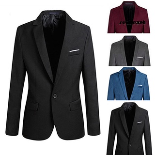 Los hombres de la moda Slim Fit Formal de un botón traje Blazer abrigo chamarra Outwear Top (2)