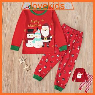 2pcs ropa de dormir bebé navidad santa claus manga larga niños pijamas conjunto lok0364 (1)
