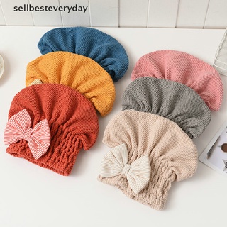 [sellbesteveryday] Accesorios de baño de terciopelo Coral con lazo toalla de cabello seco de secado rápido gorra de pelo caliente (5)